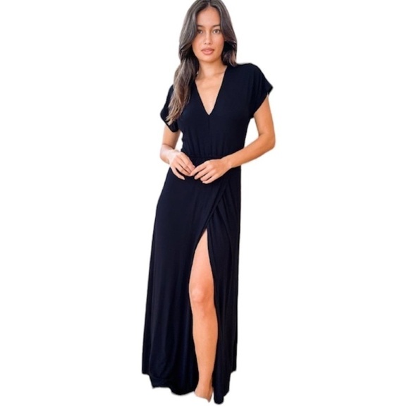 Lulu’s Easy for Me Navy Blue Short Sleeve Maxi Dress Size Small NWT - Picture 3 of 3